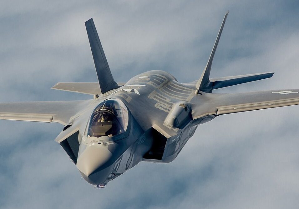 A U.S. Air Force F-35A Lightning II Joint Strike Fighter from the 58th Fighter Squadron, 33rd Fighter Wing, Eglin AFB, Fla. escorts a KC-135R Stratotanker from the 336th Air Refueling Squadron, March ARB, Calif., following an aerial refueling mission, May 16, 2013 off the coast of Northwest Florida. The 33rd Fighter Wing is a joint graduate flying and maintenance training wing that trains Air Force, Marine, Navy and international partner operators and maintainers of the F-35 Lightning II. (U.S. Air Force photo by Master Sgt. John R. Nimmo, Sr./RELEASED) DIGITAL