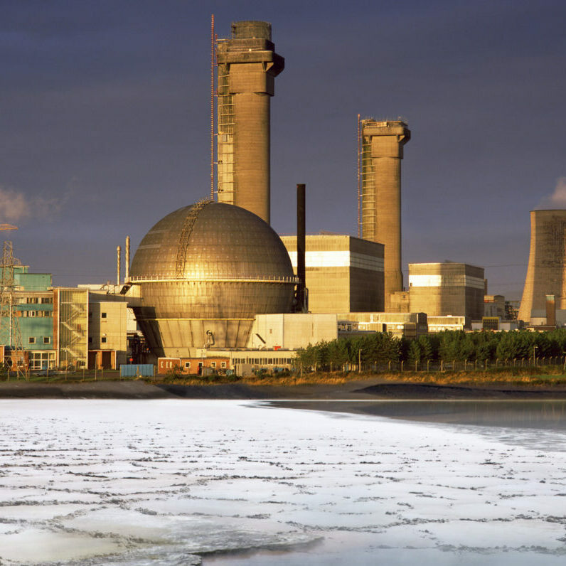Industrial Pollution and Sellafield Nuclear Reprocessing Plant in Cumbria in North West England.  (Digital composite image)