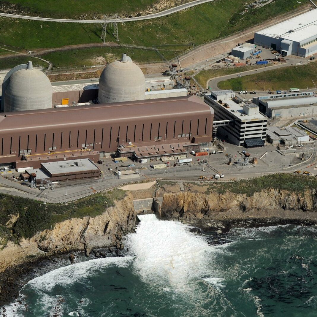 Aerial view of the Diablo Canyon Nuclear Power Plant which sits on the edge of the Pacific Ocean at Avila Beach in San Luis Obispo County, California on March 17, 2011.  Some of America's nuclear power plants loom near big city populations, or perch perilously close to earthquake fault lines. Others have aged past their expiration dates but keep churning anyway. President Barack Obama has demanded that the 104 nuclear reactors at 65 sites get a second look as scientists warn that current regulatory standards don't protect the US public from the kind of atomic fallout facing quake-hit Japan.                   AFP PHOTO/Mark RALSTON (Photo credit should read MARK RALSTON/AFP/Getty Images)